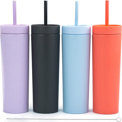 16oz Matte Pastel Colored Acrylic Tumblers doppio con i coperchi e le paglie