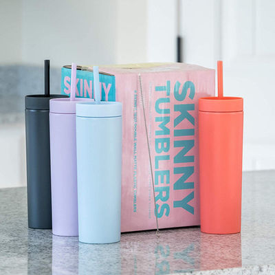 16oz Matte Pastel Colored Acrylic Tumblers doppio con i coperchi e le paglie