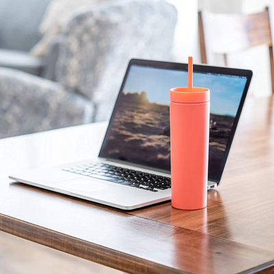 16oz Matte Pastel Colored Acrylic Tumblers doppio con i coperchi e le paglie