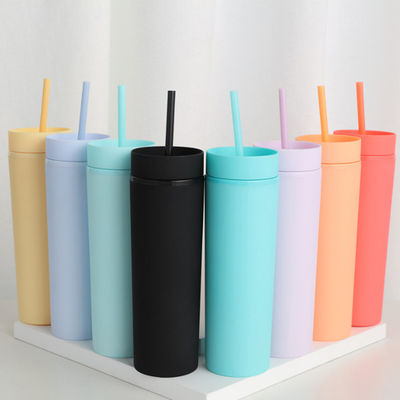 chiavette acriliche di plastica doppie 16oz riutilizzabili con paglia