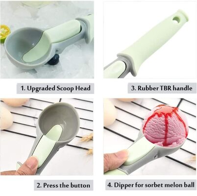 Il ripartitore di plastica con il biscotto facile di innesco scava il mestolo della palla di melone