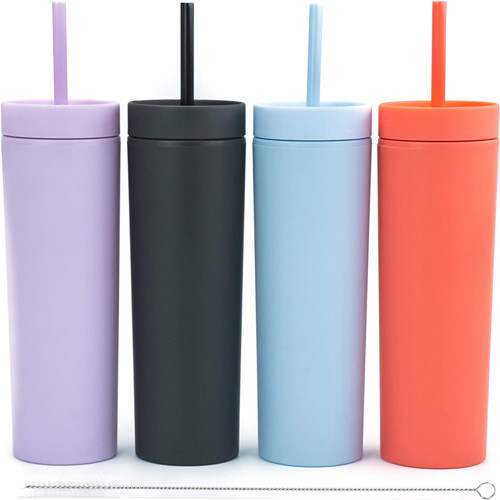 16oz Matte Pastel Colored Acrylic Tumblers doppio con i coperchi e le paglie