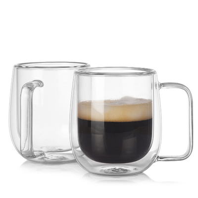 il doppio strato della tazza da caffè del vetro trasparente 12oz ha isolato i vetri