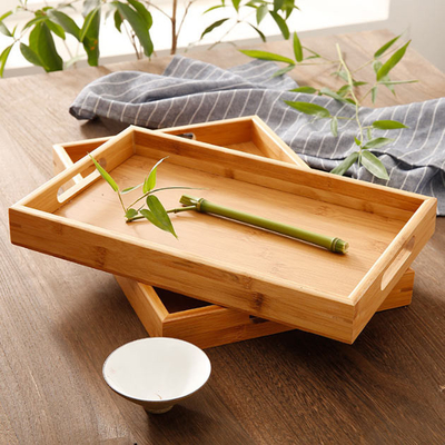 Tavolino da salotto di legno Tray With Handles servente di bambù di cibo