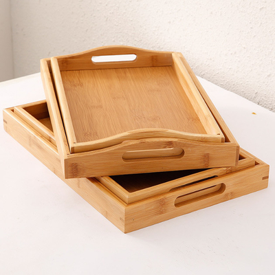 Tavolino da salotto di legno Tray With Handles servente di bambù di cibo
