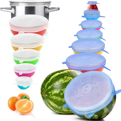 Coperchi rotondi multicolori di allungamento del silicone riutilizzabili per stoccaggio dell'alimento