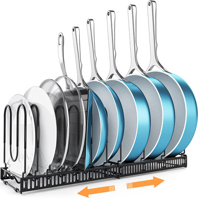 Vaso regolabile e Pan Organizer Rack For Cabinet del metallo nero