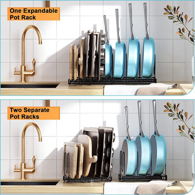 Vaso regolabile e Pan Organizer Rack For Cabinet del metallo nero