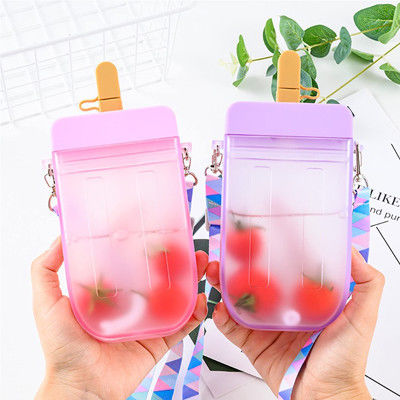 bottiglia di acqua sveglia di plastica 300ml multicolore con paglia