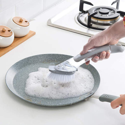 Il vaso Pan Scrubbing Gray Plastic Dish del lavandino di cucina spazzola con l'erogatore del sapone