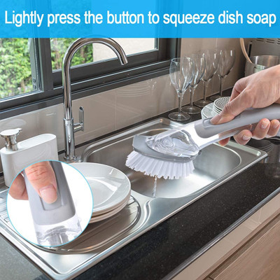 Il vaso Pan Scrubbing Gray Plastic Dish del lavandino di cucina spazzola con l'erogatore del sapone