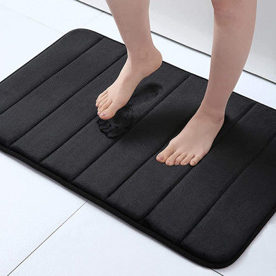 Tappetini da bagno in gomma nera morbida in memory foam assorbente antiscivolo