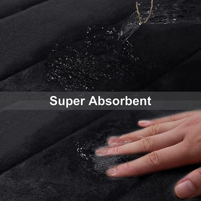 Tappetini da bagno in gomma nera morbida in memory foam assorbente antiscivolo