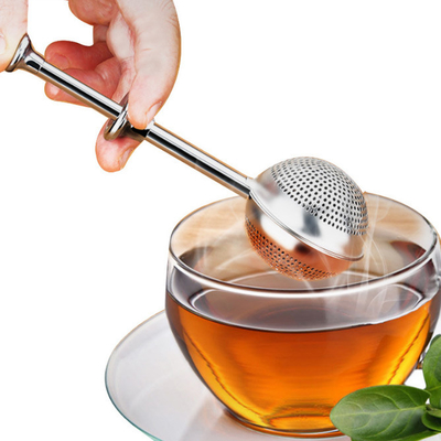 Infusori per palline da tè in acciaio inossidabile Manico lungo per spezie da tè in foglia