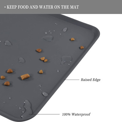 Tappetino antiaderente in silicone grigio per cani e gatti, impermeabile