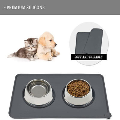 Tappetino antiaderente in silicone grigio per cani e gatti, impermeabile