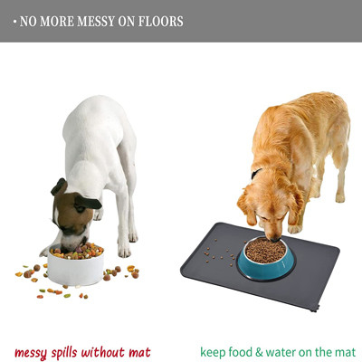 Tappetino antiaderente in silicone grigio per cani e gatti, impermeabile