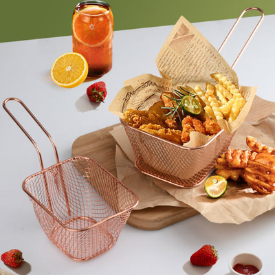 Accessori da cucina per cestini per patatine fritte in acciaio inossidabile con manico lungo