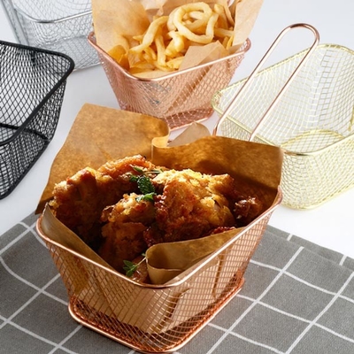 Accessori da cucina per cestini per patatine fritte in acciaio inossidabile con manico lungo