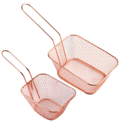 Accessori da cucina per cestini per patatine fritte in acciaio inossidabile con manico lungo