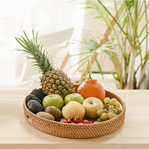 Giro tessuto a mano multifunzionale del rattan che serve Tray Serving Basket con il taglio