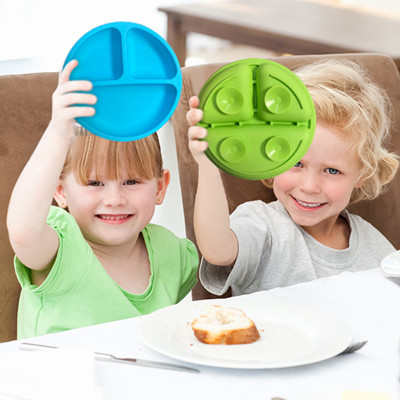 Piatti in silicone multicolore per alimenti per bambini con ventosa e coperchi