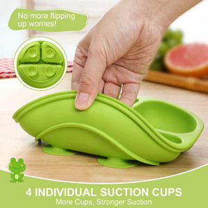 Piatti in silicone multicolore per alimenti per bambini con ventosa e coperchi