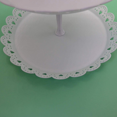 2 3 dolci bianchi di plastica del piatto della frutta del supporto del bigné della fila per nozze