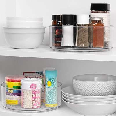 Chiaro organizzatore girante di plastica rotondo For Kitchen di stoccaggio della piattaforma girevole