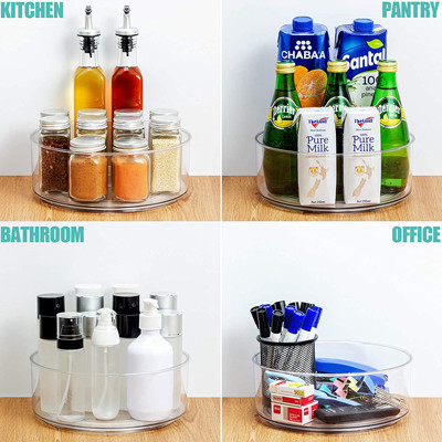 Chiaro organizzatore girante di plastica rotondo For Kitchen di stoccaggio della piattaforma girevole