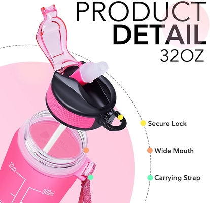 32 bottiglie di acqua a perfetta tenuta multicolori di Oz motivazionali con l'indicatore di tempo
