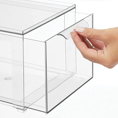 Organizzatore di plastica accatastabile Drawers With Lid di trucco multifunzionale chiaro