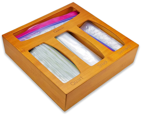 Organizzatore di bambù For Food di stoccaggio della borsa di Ziploc degli utensili della cucina del cassetto