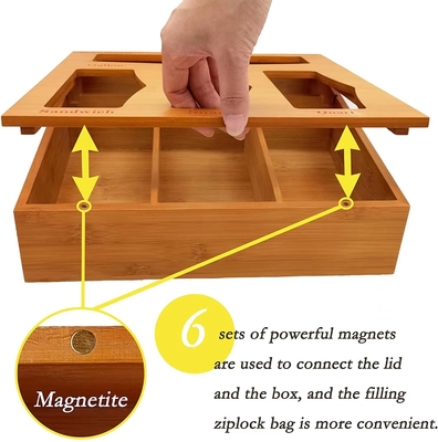 Organizzatore di bambù For Food di stoccaggio della borsa di Ziploc degli utensili della cucina del cassetto
