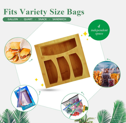 Organizzatore di bambù For Food di stoccaggio della borsa di Ziploc degli utensili della cucina del cassetto