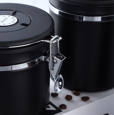 scatola metallica essenziale di Tools Coffee Airtight di barista di acciaio inossidabile 500g con la valvola ed il cucchiaio di CO2