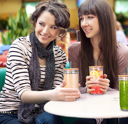 tazze riutilizzabili dei bicchieri del barattolo di Mason Mouth Smoothie Cups Mason delle tazze di tè della bolla 500ml ampie