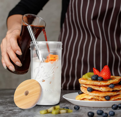 tazze riutilizzabili dei bicchieri del barattolo di Mason Mouth Smoothie Cups Mason delle tazze di tè della bolla 500ml ampie