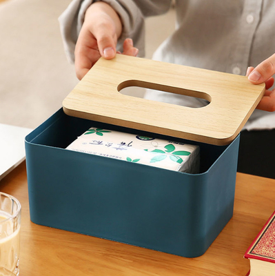Scatola di bambù di legno del tessuto dei contenitori di stoccaggio rettangolari smontabili della famiglia