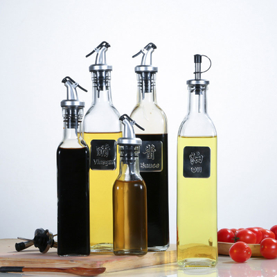 ampolliera dell'all'aceto di Olive Oil Dispenser Bottles Clear di vetro di 250ml 500ml con l'olio di Pourers