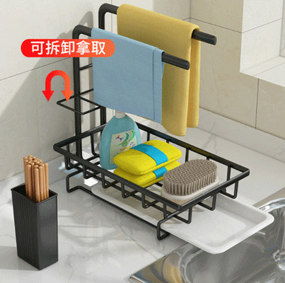 Supporto della spugna con la pentola dello scolo per lo strumento della cucina dello scaffale dello strofinaccio del porta-sapone della spazzola della spugna