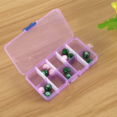 Scatola di plastica dell'organizzatore dei contenitori di stoccaggio della famiglia di 10 griglie per la perla dell'orecchino dei gioielli