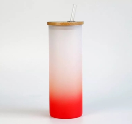 bottiglia di acqua glassata su ordinazione di pendenza delle tazze beventi di sublimazione 18oz con il coperchio di bambù