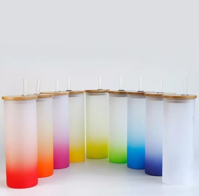 bottiglia di acqua glassata su ordinazione di pendenza delle tazze beventi di sublimazione 18oz con il coperchio di bambù
