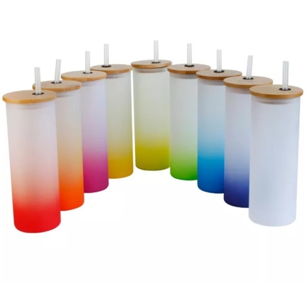 bottiglia di acqua glassata su ordinazione di pendenza delle tazze beventi di sublimazione 18oz con il coperchio di bambù