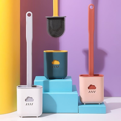 Spazzola di plastica della toilette del silicone dei prodotti del multi elettrodomestico sveglio di colore con il supporto