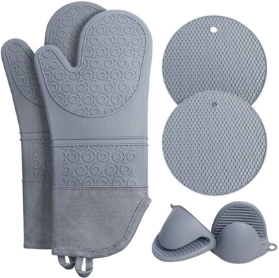 Silicone termoresistente Oven Mitts Pot Holders Sets per cuocere