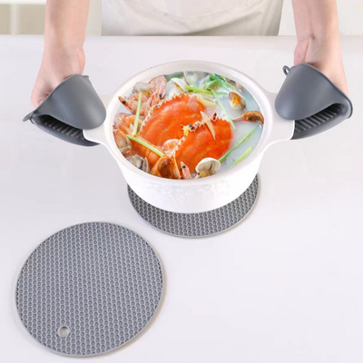 Silicone termoresistente Oven Mitts Pot Holders Sets per cuocere