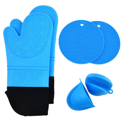 Silicone termoresistente Oven Mitts Pot Holders Sets per cuocere