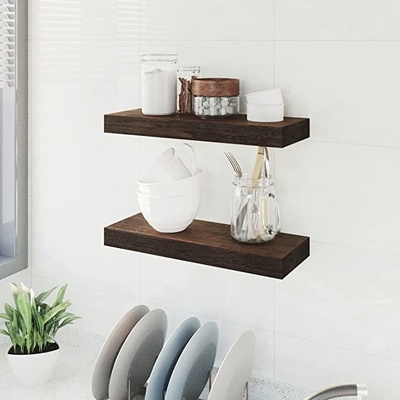 Bordi di legno fissati al muro di galleggiamento degli scaffali per la cucina del bagno del salone della camera da letto